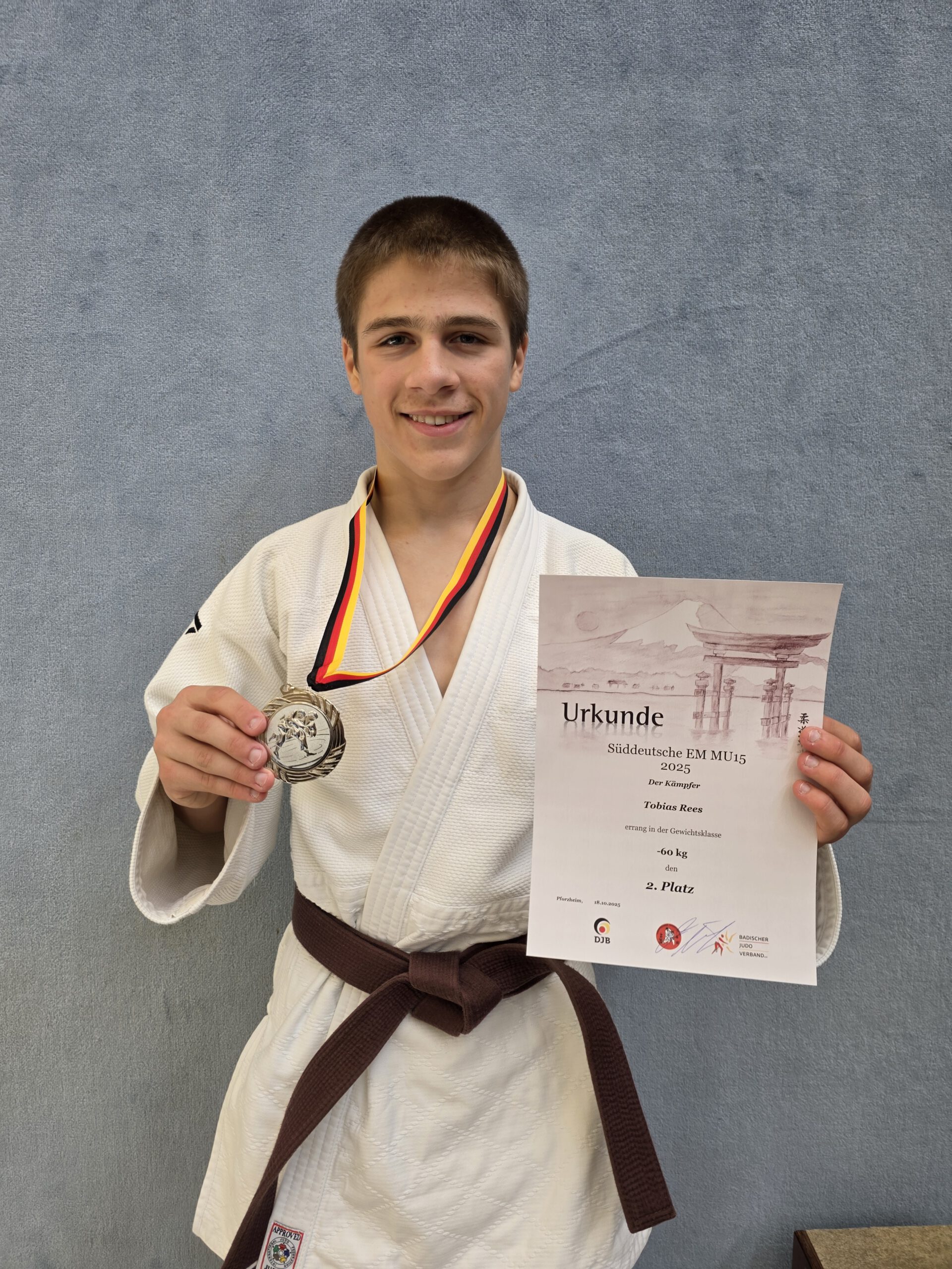 TVG Judoka Tobias Rees wird Süddeutscher Vize-Meister